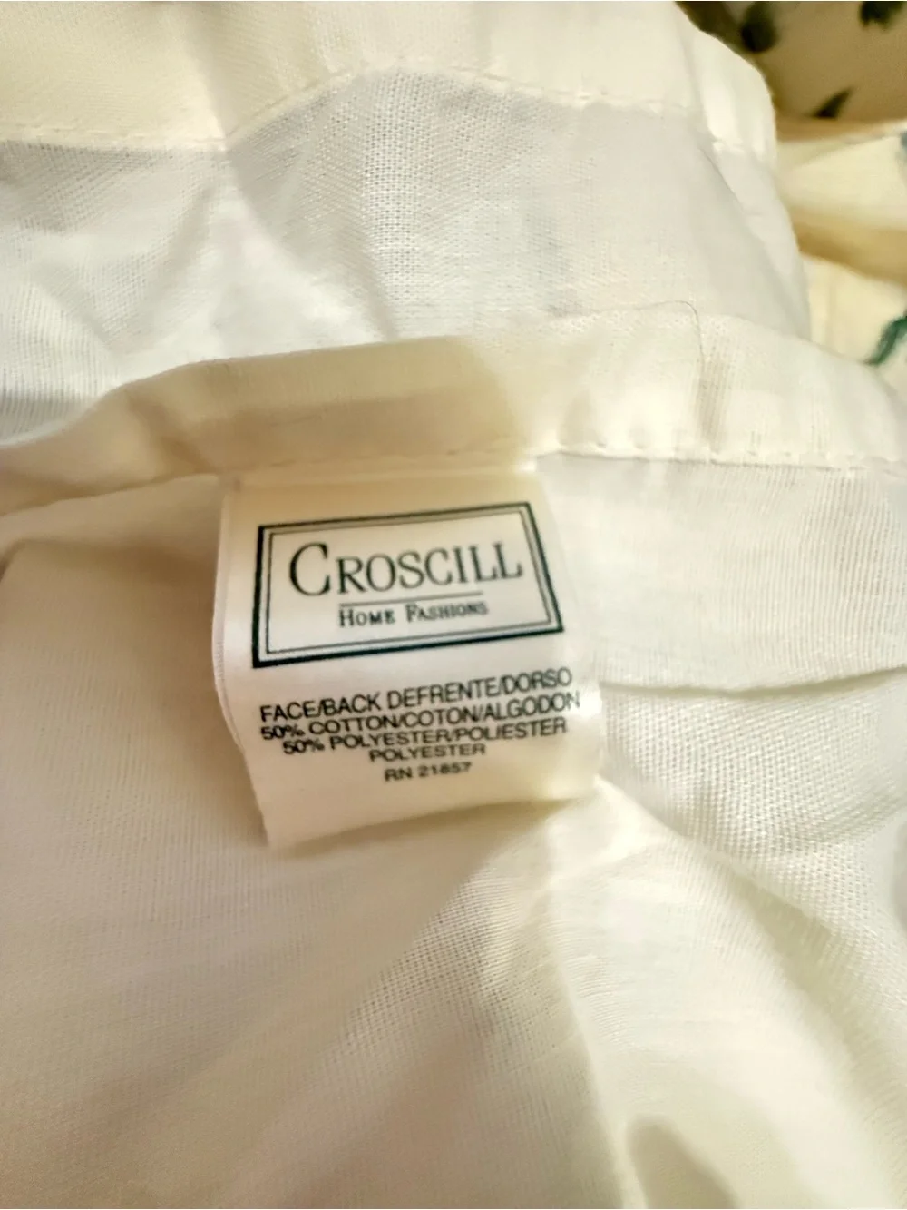 Croscill Cream, Green and Pink Floral bed skirt. Granada print. Queen size.